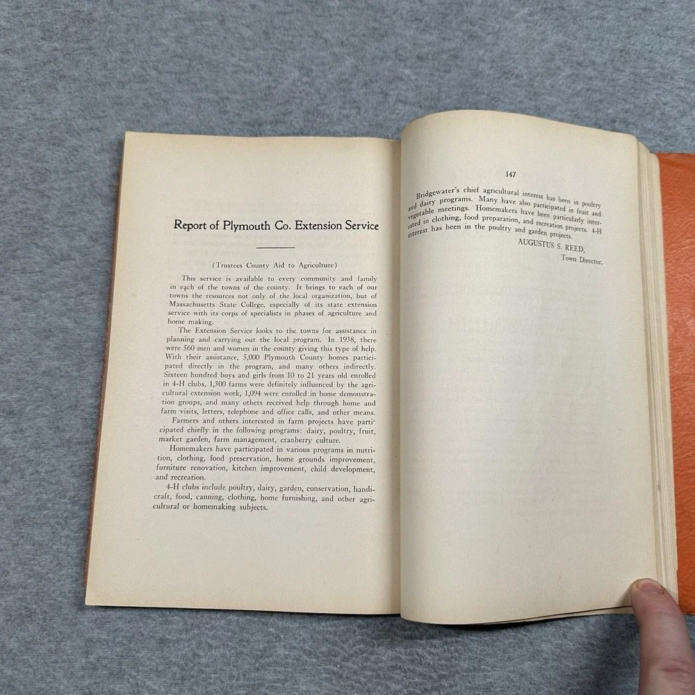 Lot Of 2 Town Reports 1938 1939 Bridgewater MA Some Discoloration 38‎ Ripped Cvr